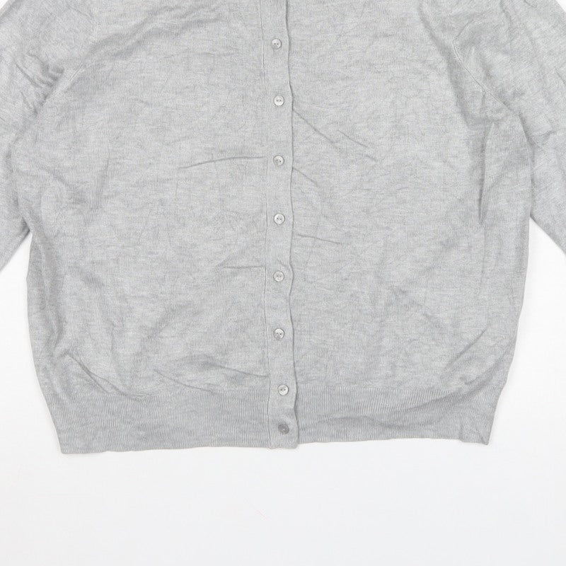 Marks & Spencer Women Grey Size 18 Fine Knit Button Cardigan