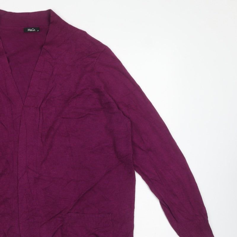 M&Co Women’s Purple Size 24 Open Cardigan V-Neck Knit Pockets