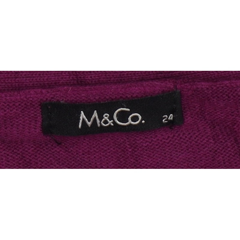 M&Co Women’s Purple Size 24 Open Cardigan V-Neck Knit Pockets