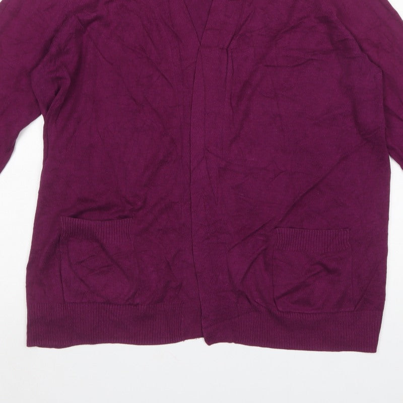 M&Co Women’s Purple Size 24 Open Cardigan V-Neck Knit Pockets