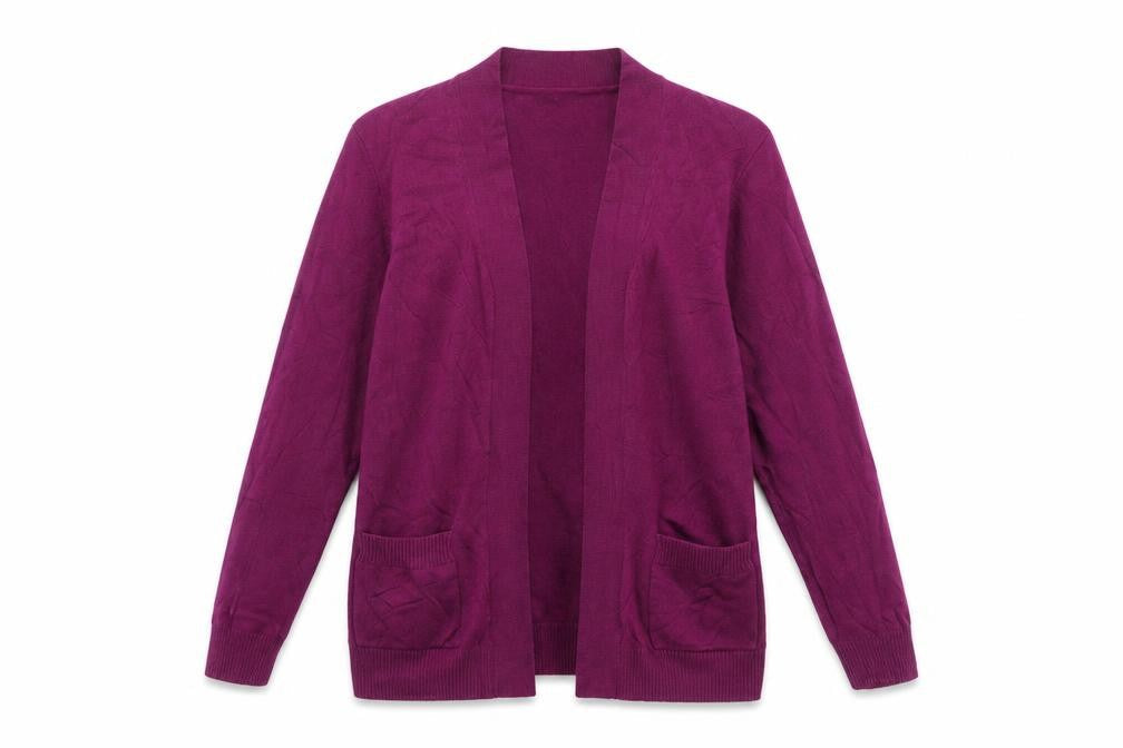 M&Co Women’s Purple Size 24 Open Cardigan V-Neck Knit Pockets