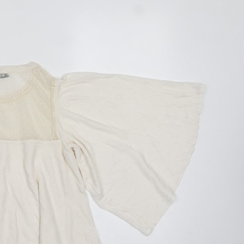 ZARA Women Ivory S Kimono Boho Sheer Dolman Sleeve Blouse