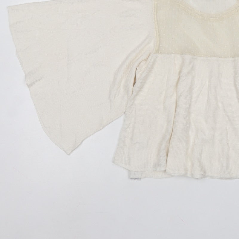 ZARA Women Ivory S Kimono Boho Sheer Dolman Sleeve Blouse