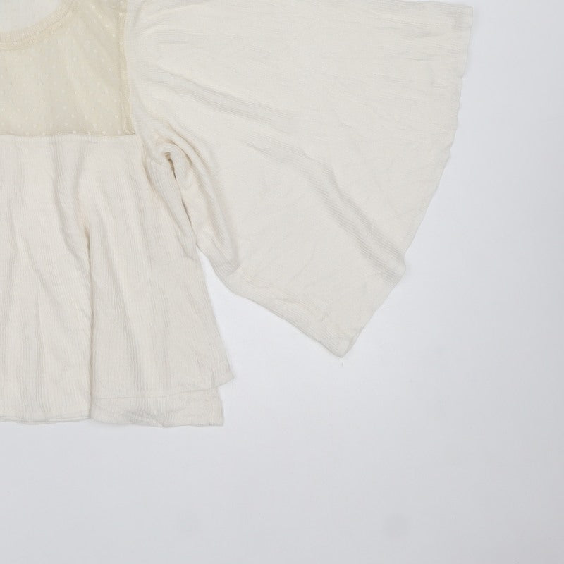 ZARA Women Ivory S Kimono Boho Sheer Dolman Sleeve Blouse