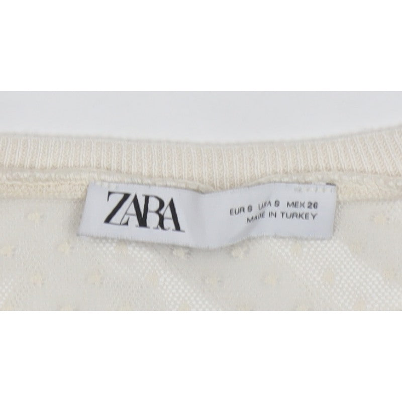ZARA Women Ivory S Kimono Boho Sheer Dolman Sleeve Blouse