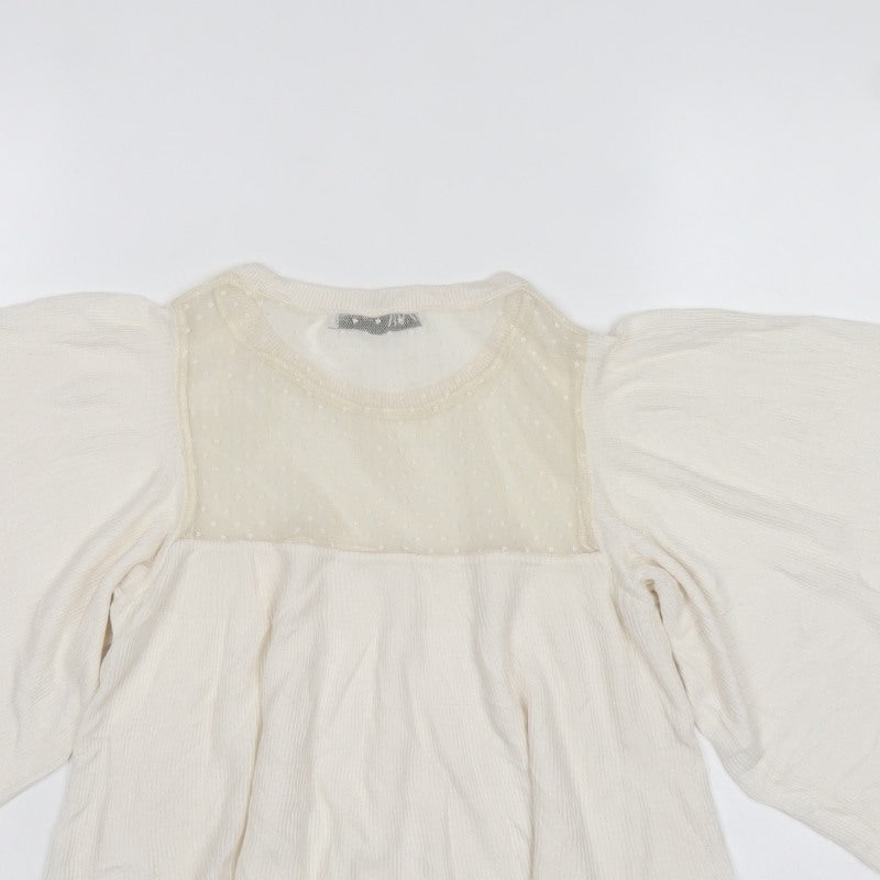 ZARA Women Ivory S Kimono Boho Sheer Dolman Sleeve Blouse