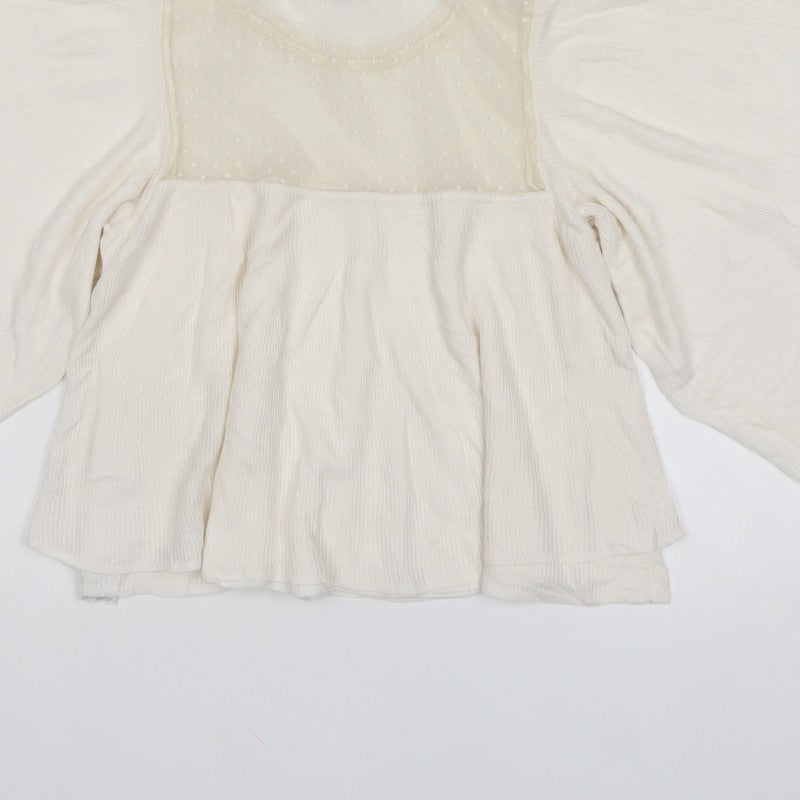 ZARA Women Ivory S Kimono Boho Sheer Dolman Sleeve Blouse
