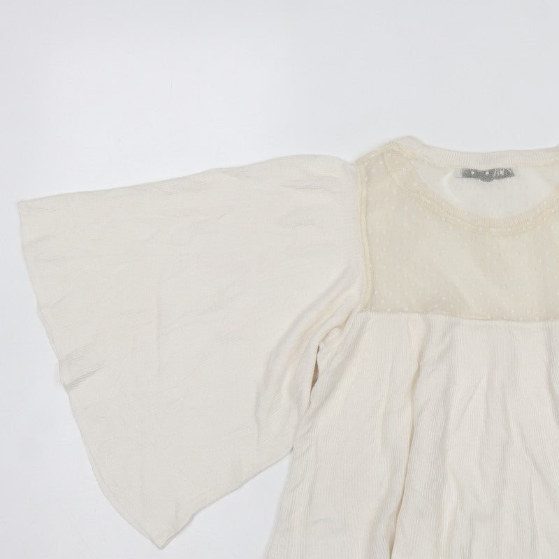 ZARA Women Ivory S Kimono Boho Sheer Dolman Sleeve Blouse