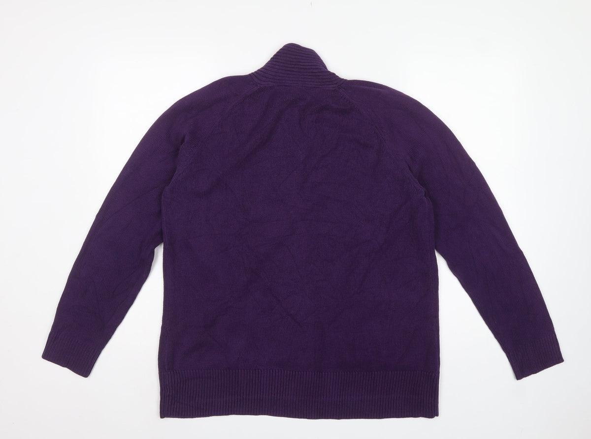 Bhs Women's Purple Size 18 Open Front Cotton Knit Cardigan Pockets