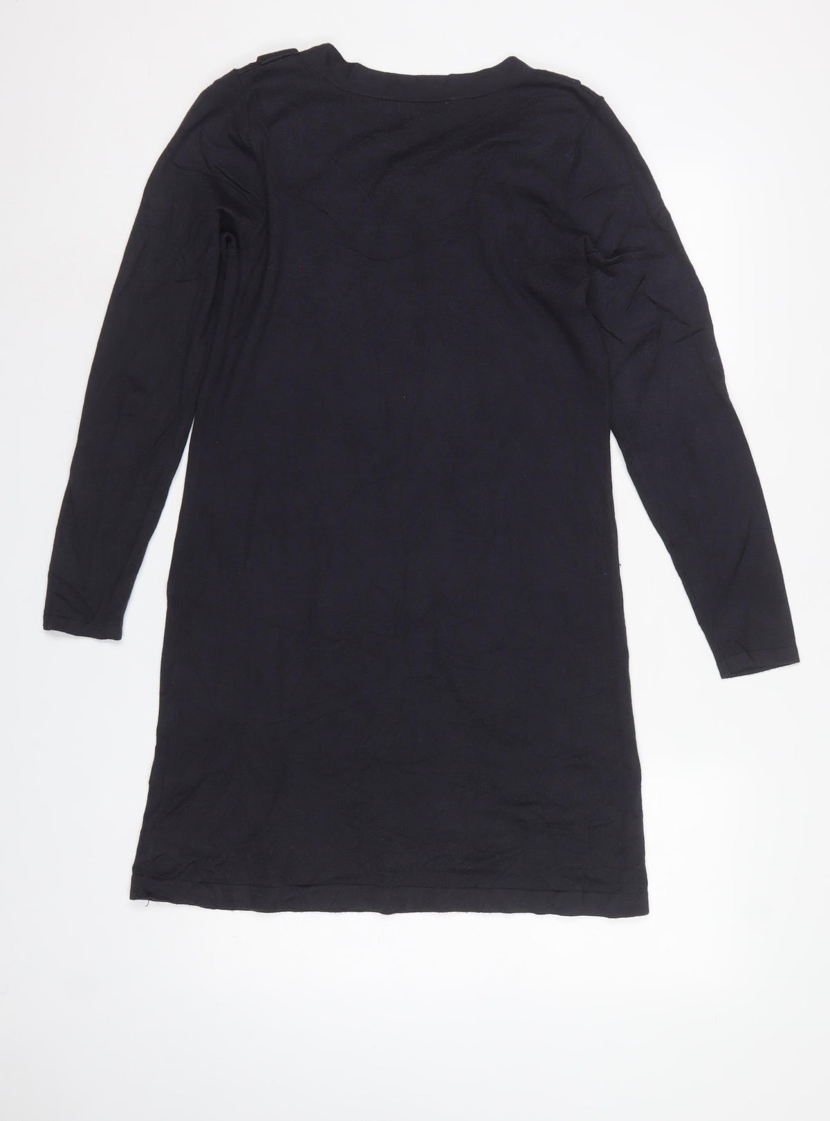 Sandwich Women Blue M Ruffle Neck Long Sleeve Knit Shift Dress