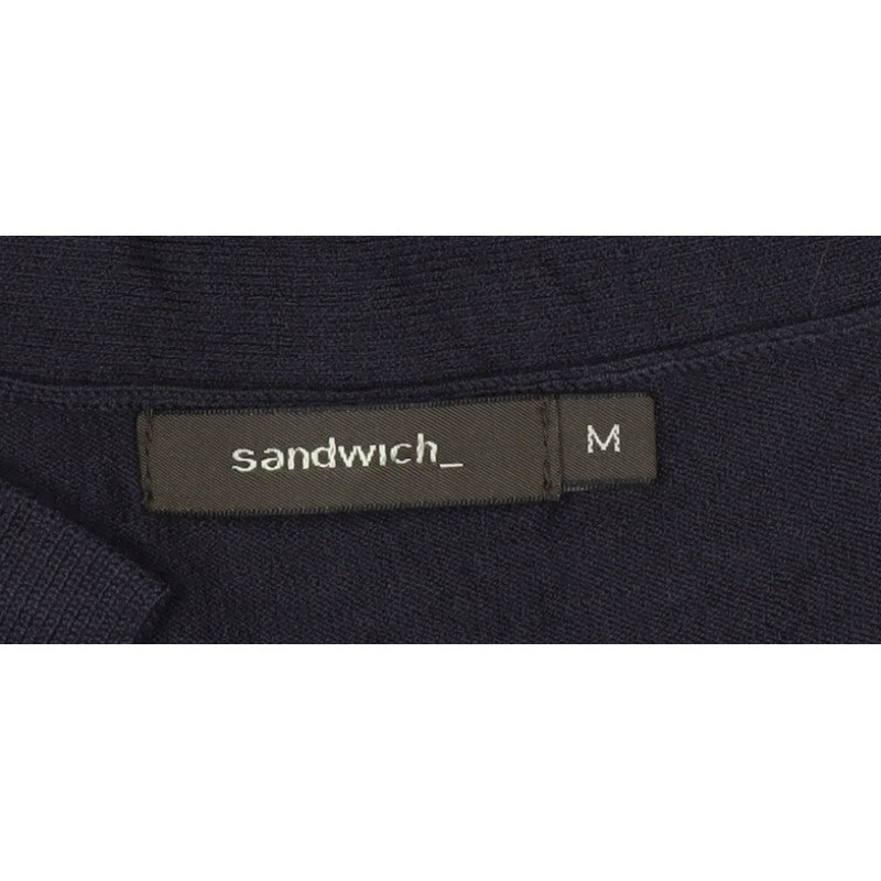 Sandwich Women Blue M Ruffle Neck Long Sleeve Knit Shift Dress