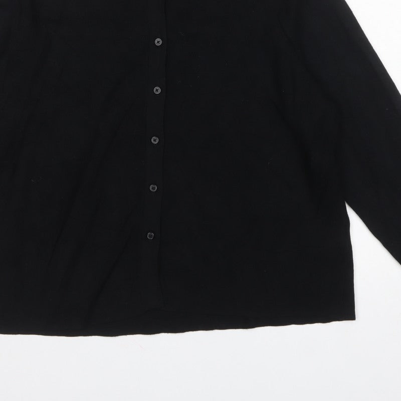 Marks & Spencer Women’s Black UK 16 Collared Button Knit Cardigan