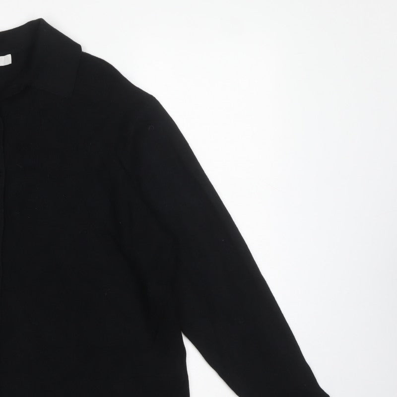 Marks & Spencer Women’s Black UK 16 Collared Button Knit Cardigan