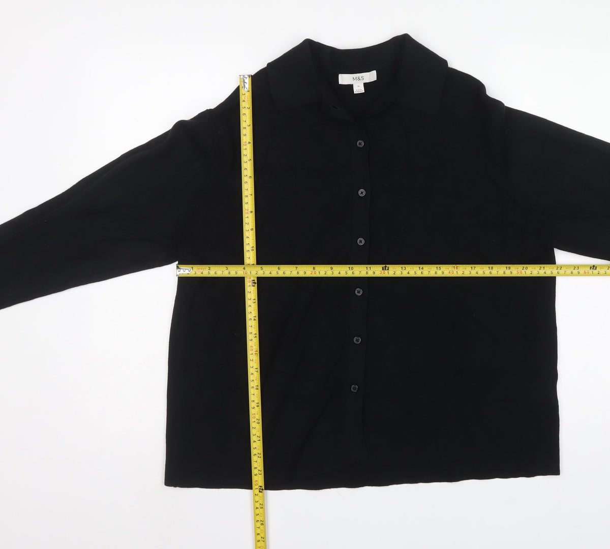 Marks & Spencer Women’s Black UK 16 Collared Button Knit Cardigan