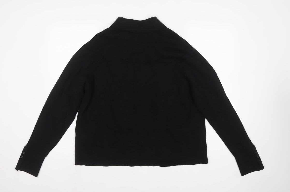 Marks & Spencer Women’s Black UK 16 Collared Button Knit Cardigan
