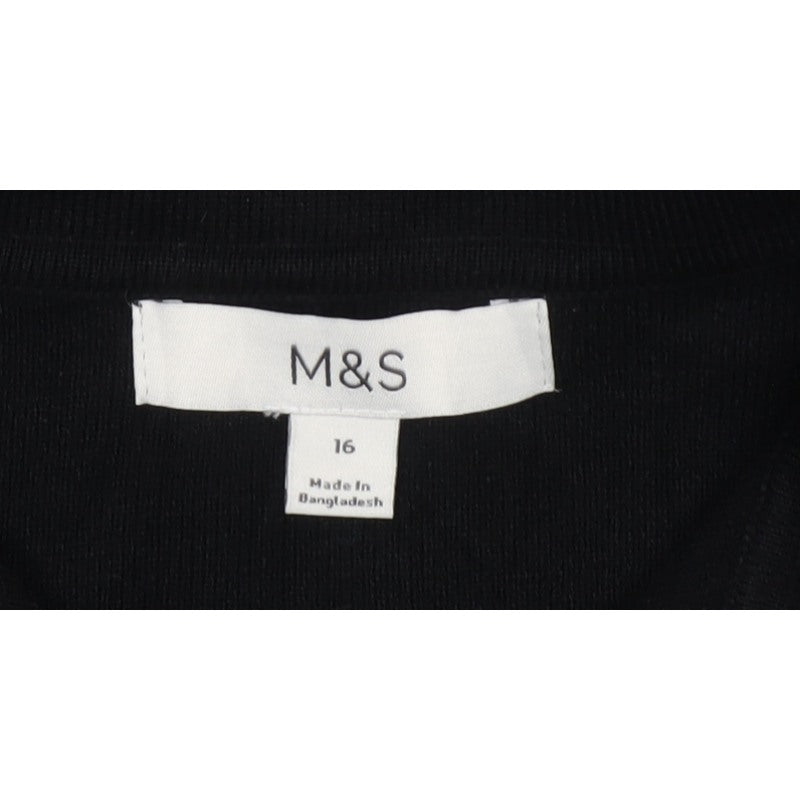 Marks & Spencer Women’s Black UK 16 Collared Button Knit Cardigan