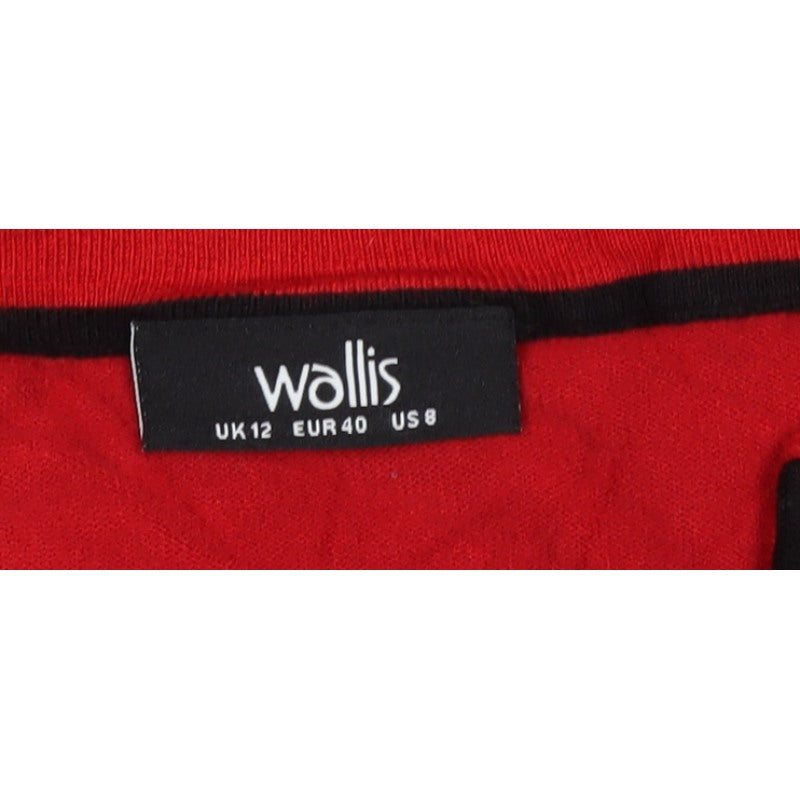 Wallis Women Red UK 12 Round Neck Long Sleeve Jumper Black Trim