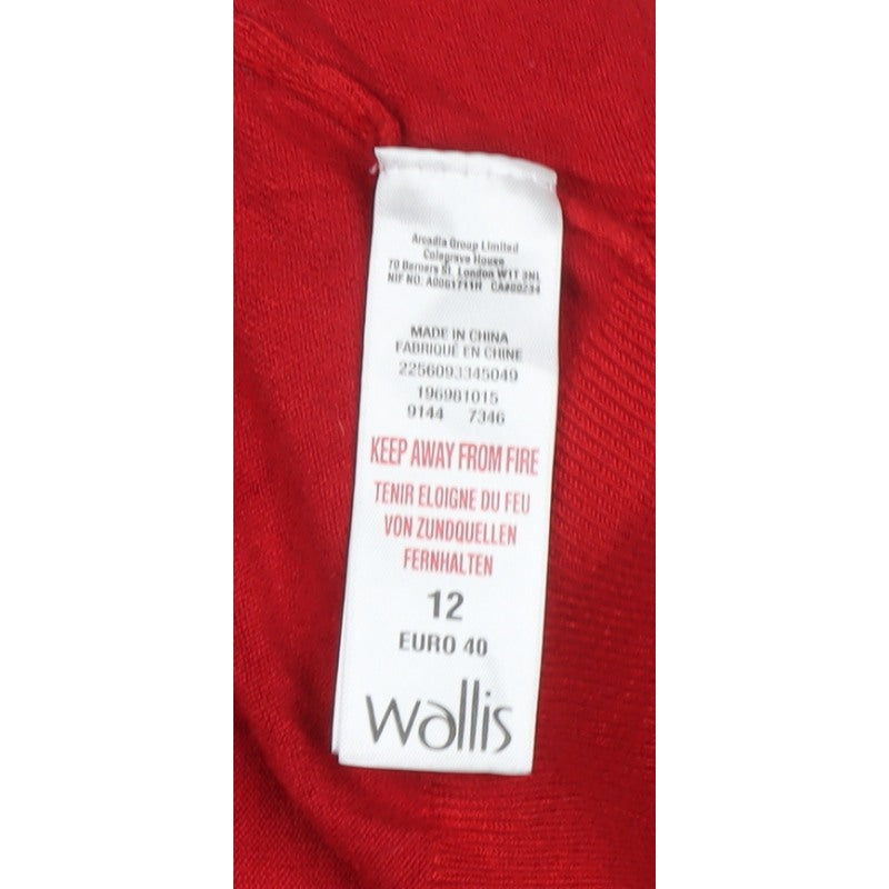 Wallis Women Red UK 12 Round Neck Long Sleeve Jumper Black Trim