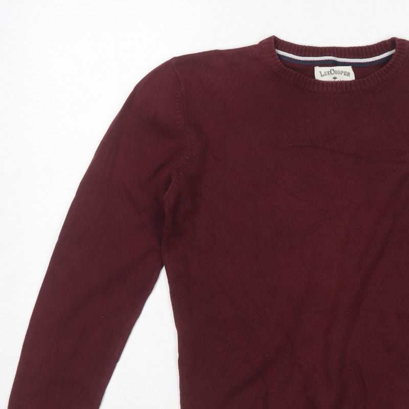 Lee Cooper Men’s Red S Cotton Crew Neck Knit Pullover Jumper
