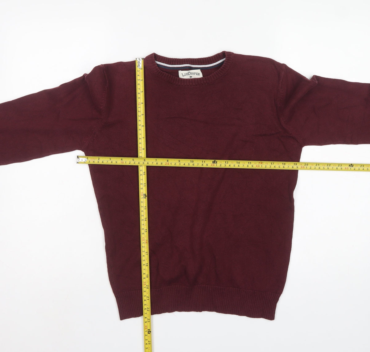 Lee Cooper Men’s Red S Cotton Crew Neck Knit Pullover Jumper