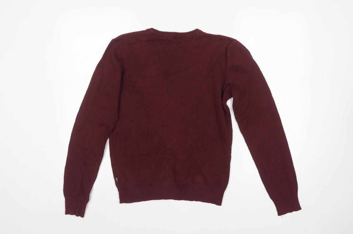 Lee Cooper Men’s Red S Cotton Crew Neck Knit Pullover Jumper