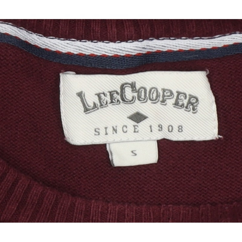 Lee Cooper Men’s Red S Cotton Crew Neck Knit Pullover Jumper