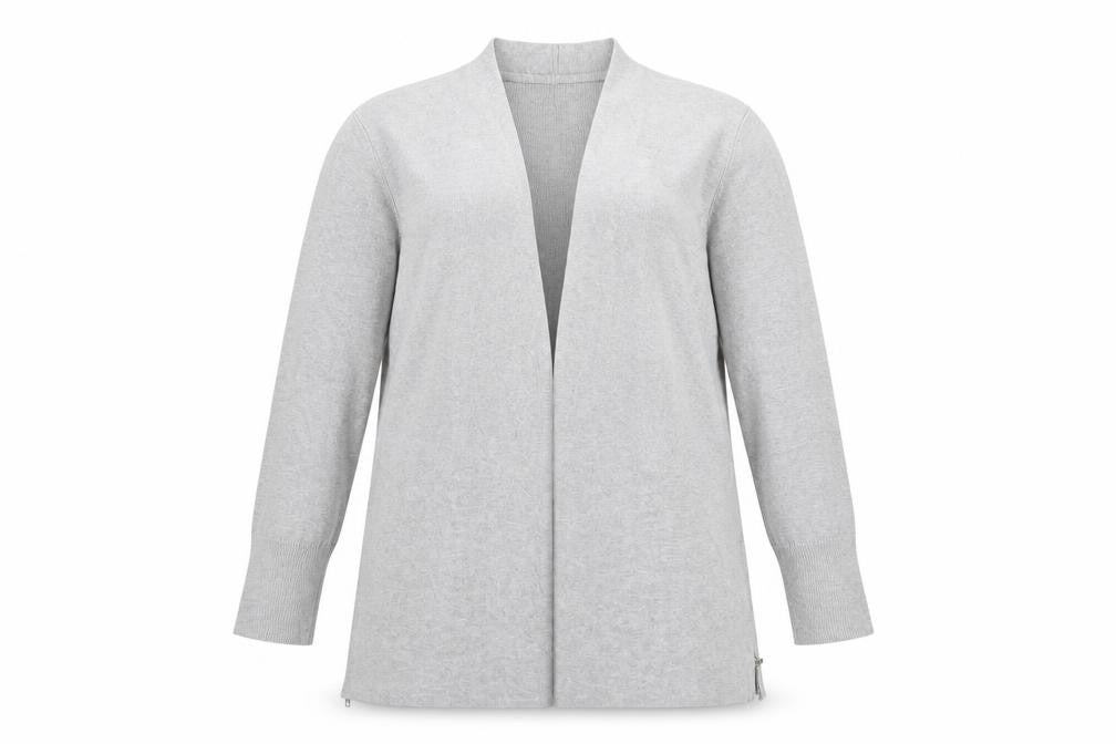 Monsoon Women Grey UK 14 Longline Open Knit Cardigan Side Zip