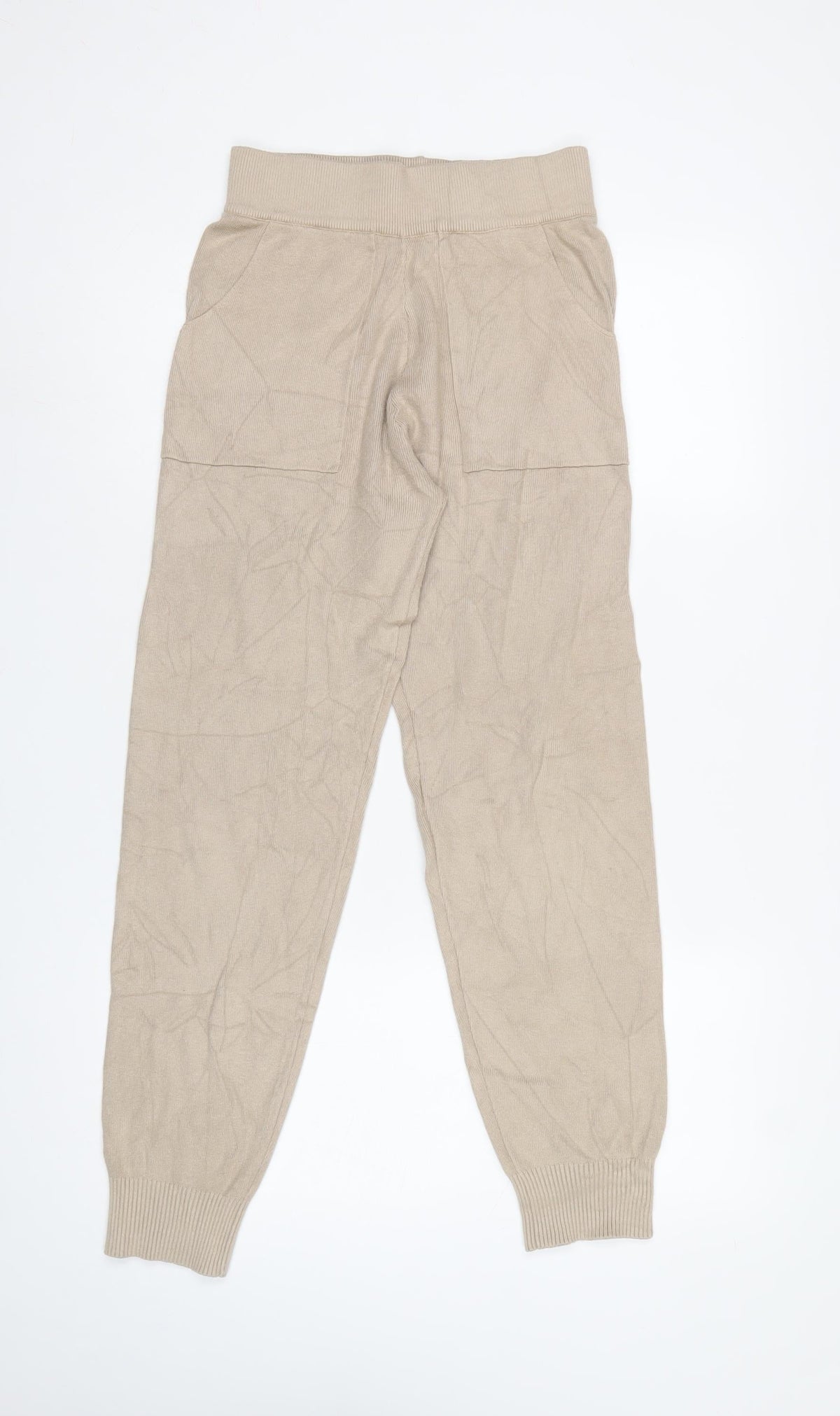 New Look Women’s Beige S Knit Jogger Trousers Elastic Waist Pockets