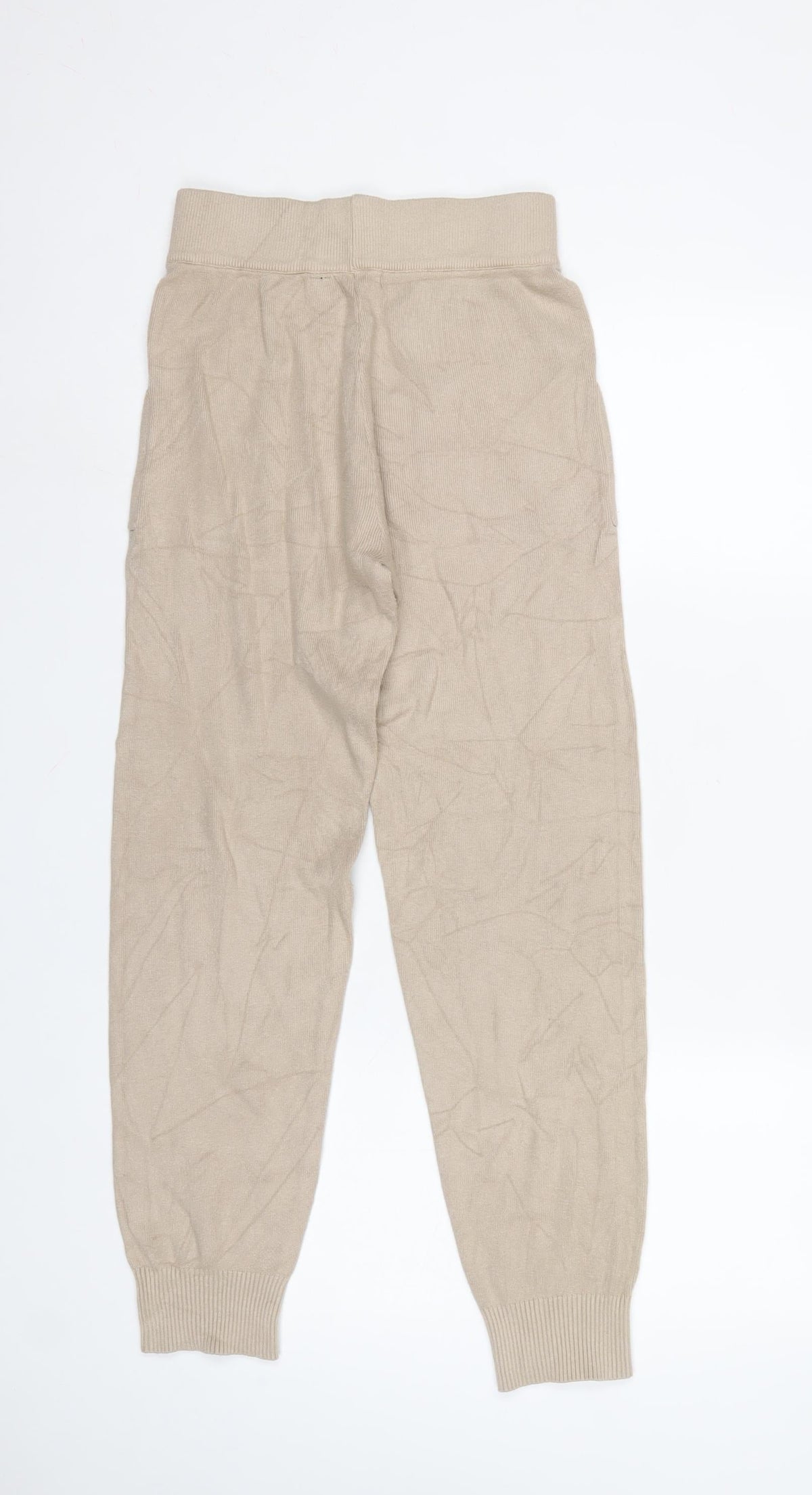 New Look Women’s Beige S Knit Jogger Trousers Elastic Waist Pockets