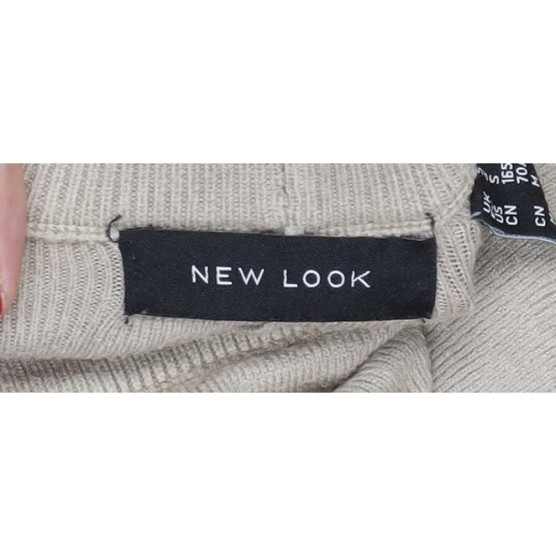 New Look Women’s Beige S Knit Jogger Trousers Elastic Waist Pockets
