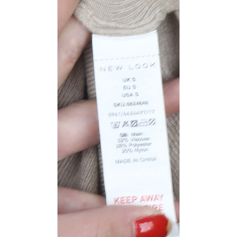 New Look Women’s Beige S Knit Jogger Trousers Elastic Waist Pockets