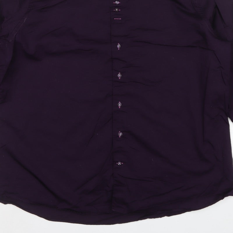 7 Camicie Men’s Purple 4XL Cotton Button-Down Long Sleeve Shirt