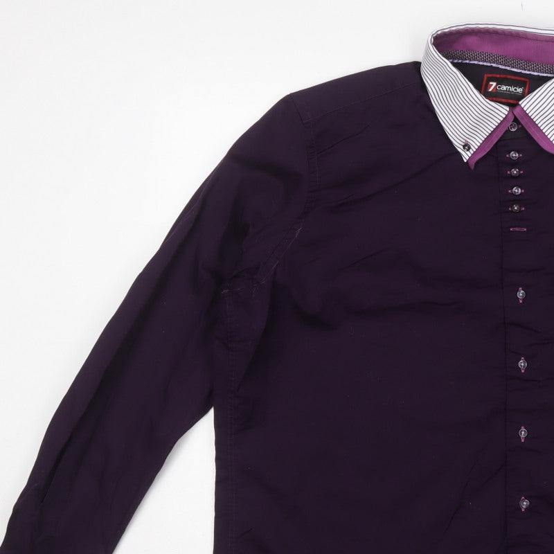 7 Camicie Men’s Purple 4XL Cotton Button-Down Long Sleeve Shirt