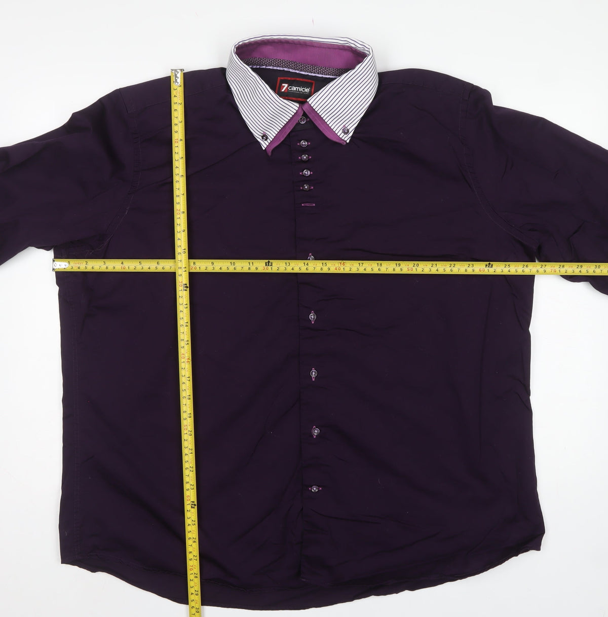 7 Camicie Men’s Purple 4XL Cotton Button-Down Long Sleeve Shirt