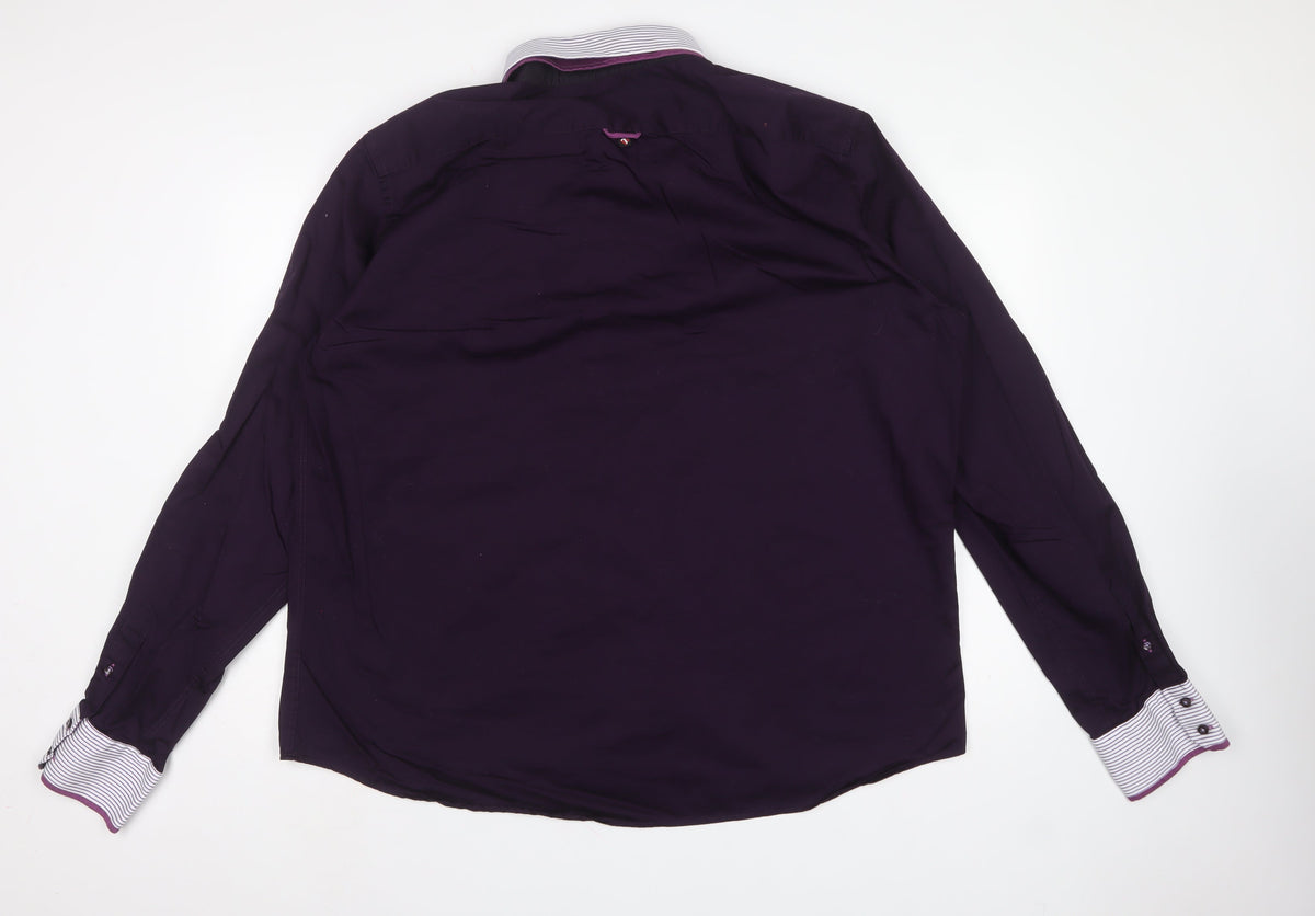 7 Camicie Men’s Purple 4XL Cotton Button-Down Long Sleeve Shirt