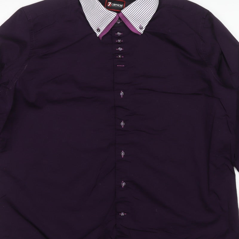 7 Camicie Men’s Purple 4XL Cotton Button-Down Long Sleeve Shirt