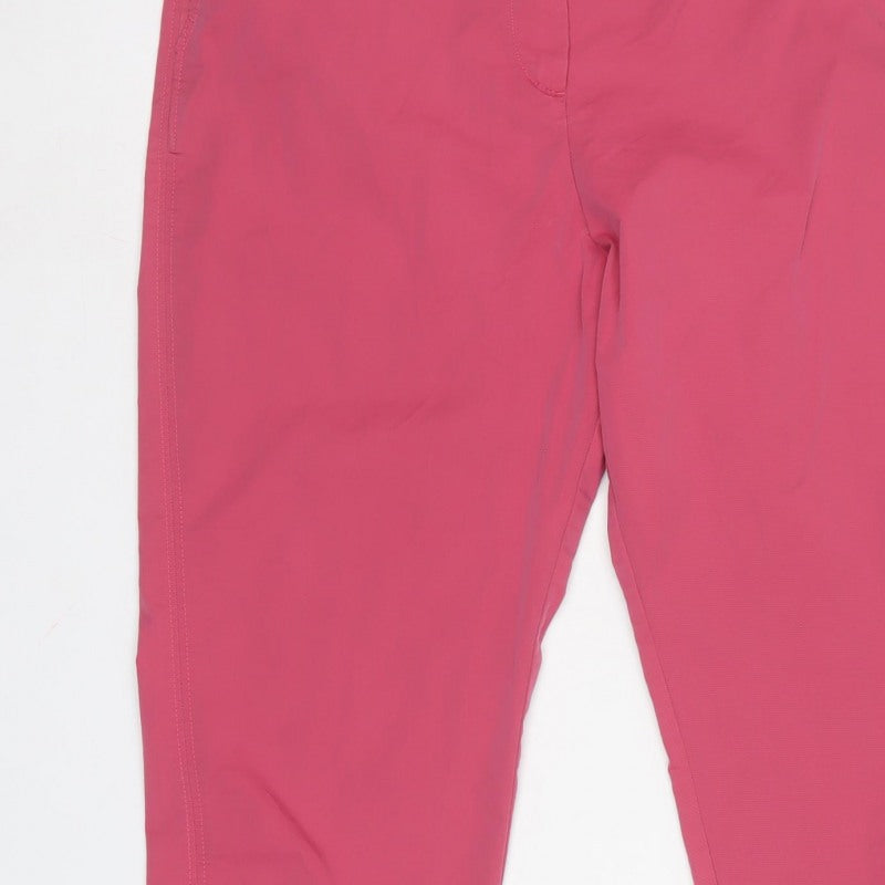 M&S Women Pink UK 14 Long Tapered Chino Trousers Pockets