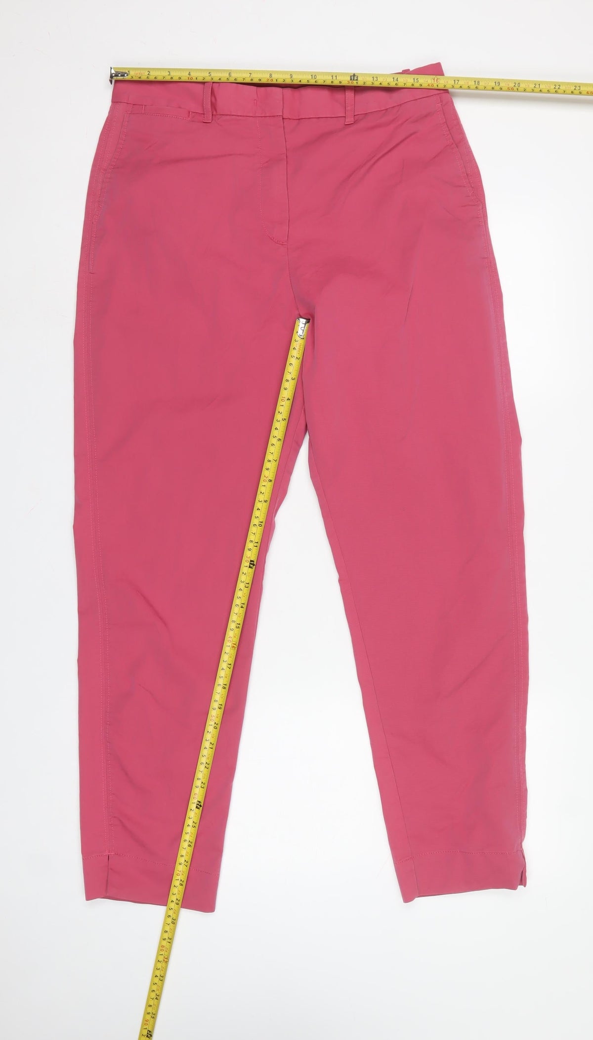 M&S Women Pink UK 14 Long Tapered Chino Trousers Pockets