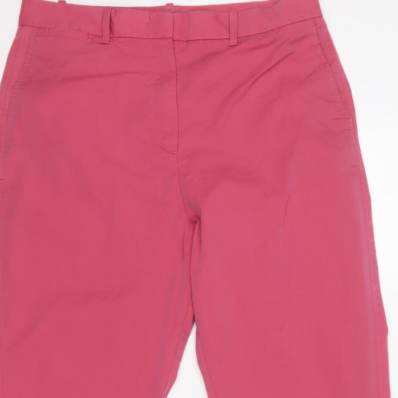 M&S Women Pink UK 14 Long Tapered Chino Trousers Pockets