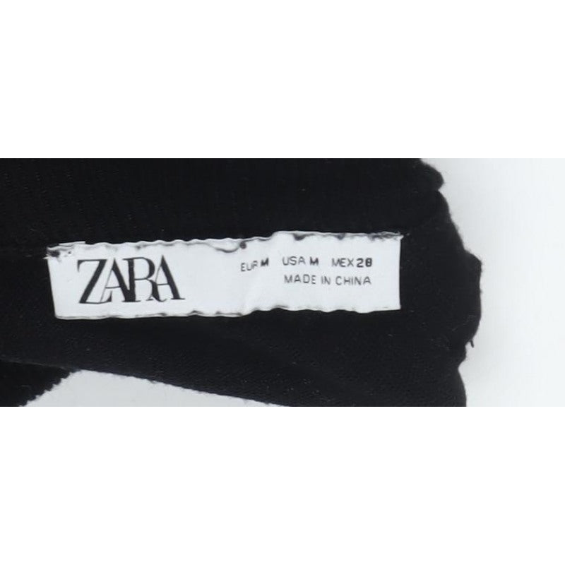 Zara Women Black UK 12 Roll Neck Knit Pullover Jumper Gold Button Cuffs