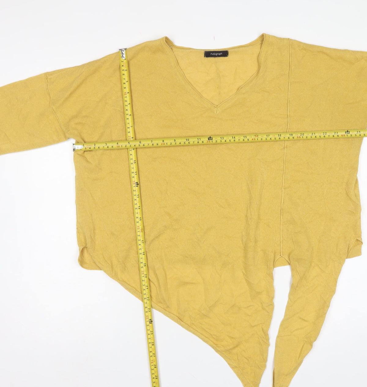 Autograph Women’s Gold UK 14 V-Neck Asymmetric Hem Tunic Jumper