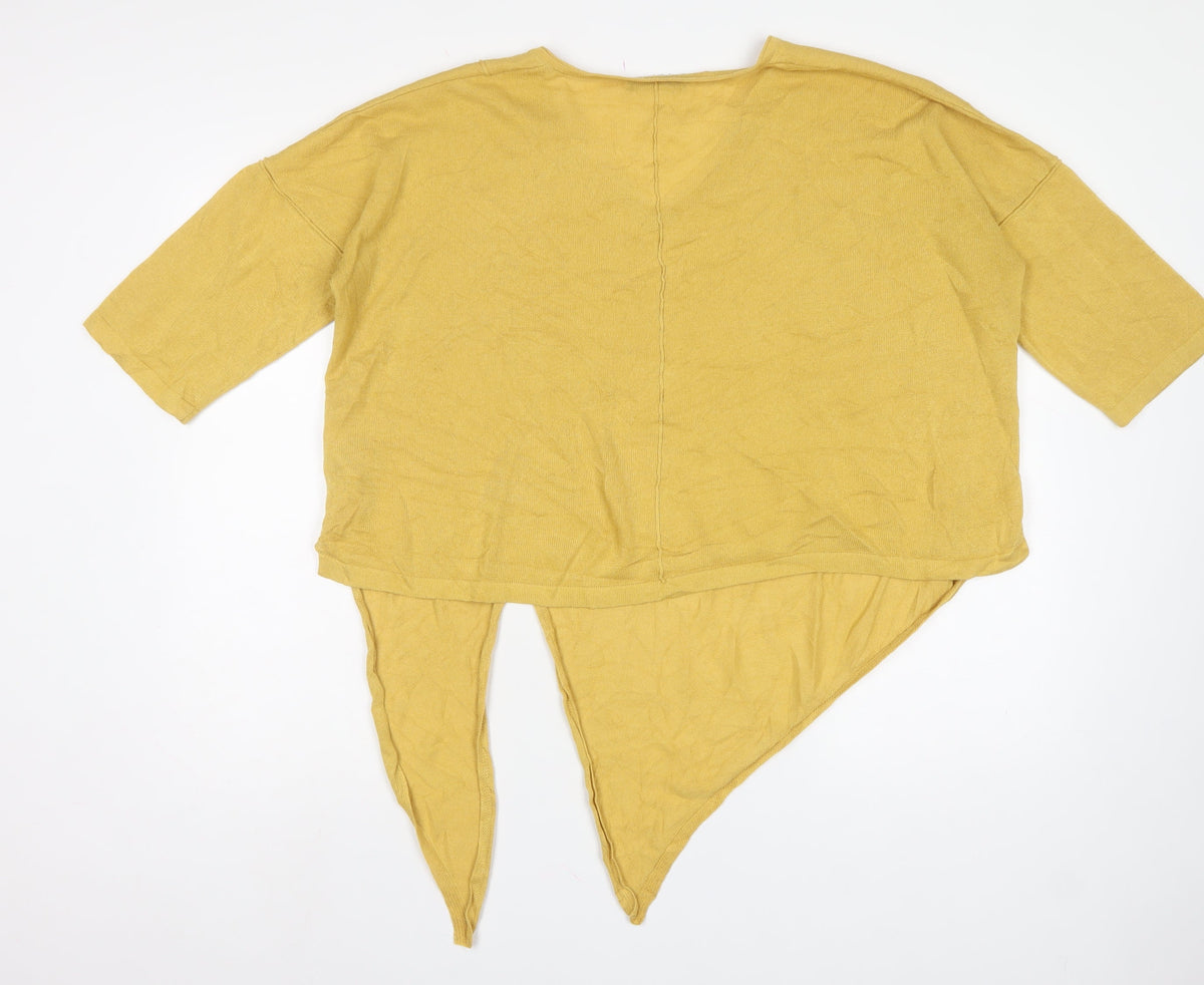 Autograph Women’s Gold UK 14 V-Neck Asymmetric Hem Tunic Jumper