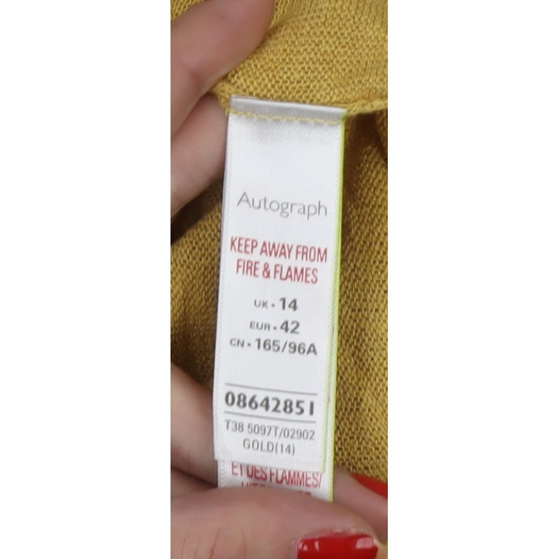 Autograph Women’s Gold UK 14 V-Neck Asymmetric Hem Tunic Jumper