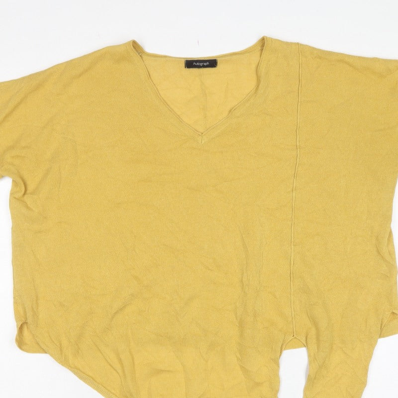 Autograph Women’s Gold UK 14 V-Neck Asymmetric Hem Tunic Jumper