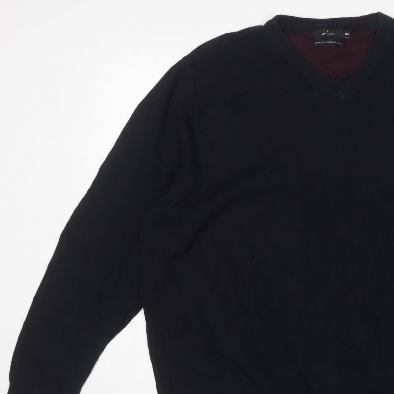 Jeff Banks London Men’s Black Cashmere Silk V-Neck Pullover 3XL