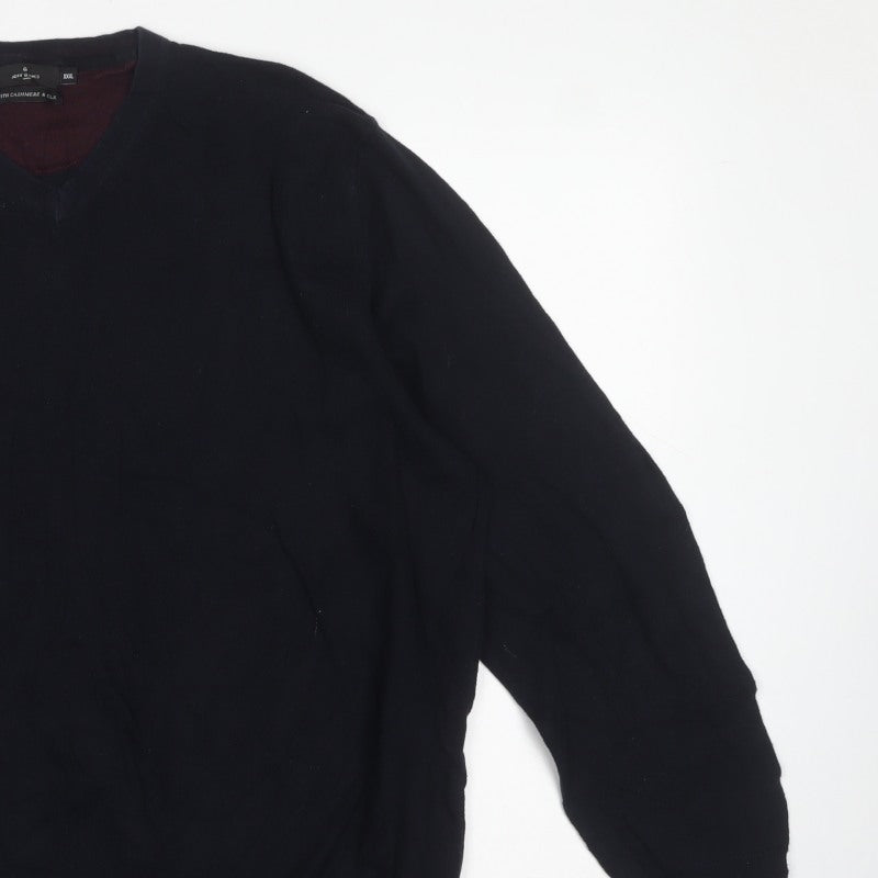 Jeff Banks London Men’s Black Cashmere Silk V-Neck Pullover 3XL
