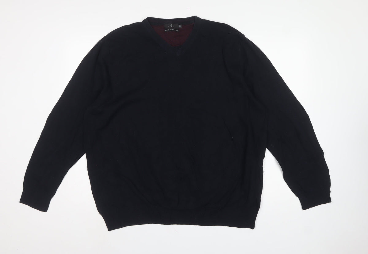 Jeff Banks London Men’s Black Cashmere Silk V-Neck Pullover 3XL