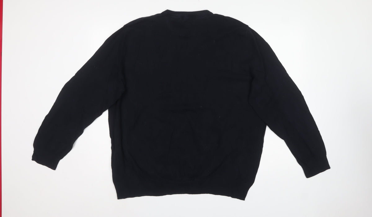 Jeff Banks London Men’s Black Cashmere Silk V-Neck Pullover 3XL
