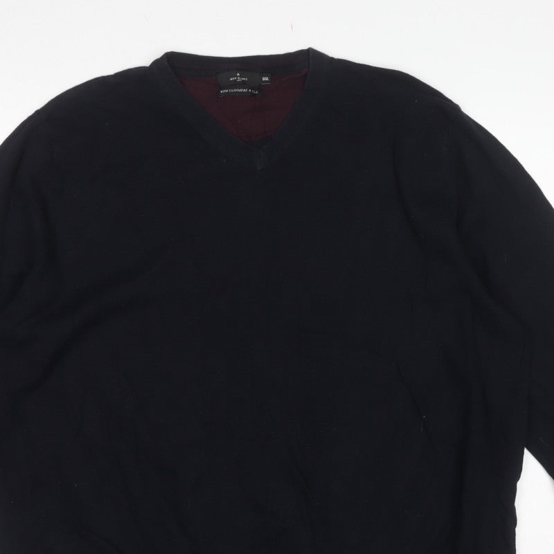Jeff Banks London Men’s Black Cashmere Silk V-Neck Pullover 3XL