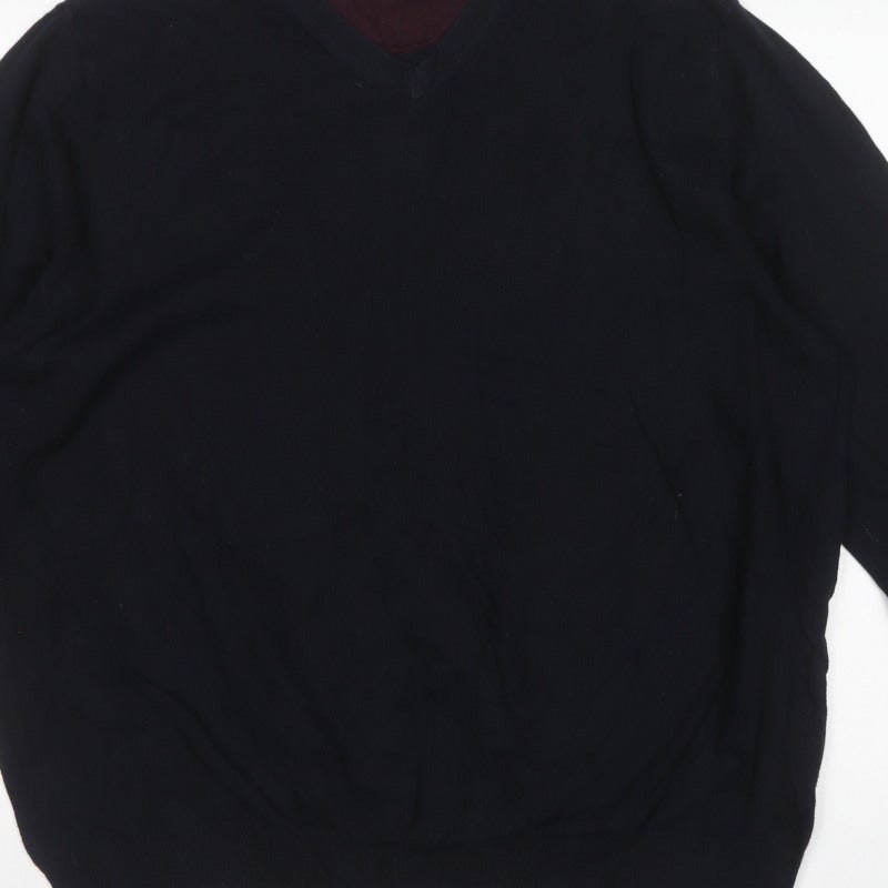 Jeff Banks London Men’s Black Cashmere Silk V-Neck Pullover 3XL